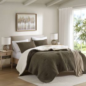 Waffle Knit Chenille Comforter Set Twin