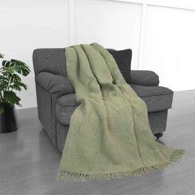 Kathy Ireland Oversized Chenille Fringed Basket Throw (Color: Sage)
